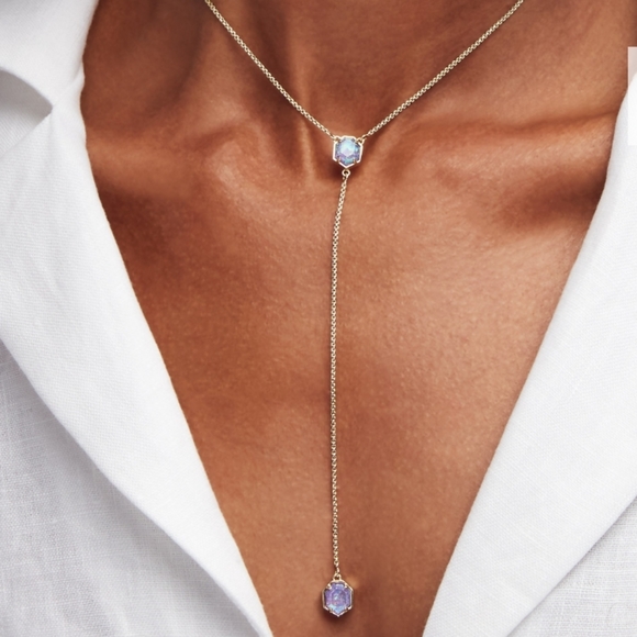 NWT WHITE KYOCERA OPAL ILLUSION Y NECKLACE SILVER - Picture 5 of 5